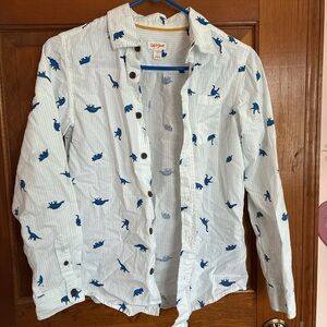Cat & Jack White Shirt with Blue Dinosaur Print